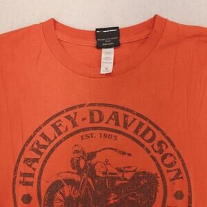 Harley Davidson Casual Short Sleeve Graphic Shirt Mens Size Medium M Orange